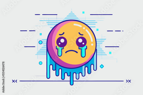 cyber sad emoji digital glitch tears