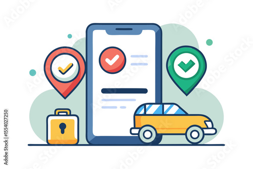 ride booking icon smartphone car pin