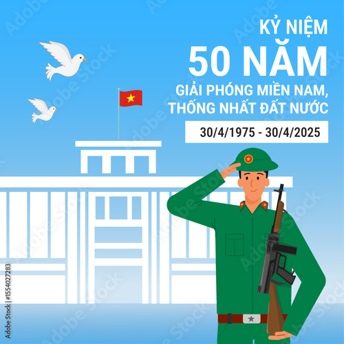 Celebration of 50 years of Southern liberation and national unity flat design
