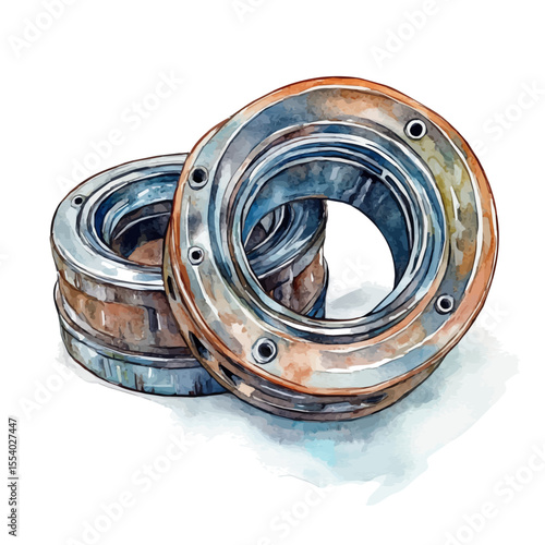 Bearings, watercolor illustration vector, isolated on a white background.