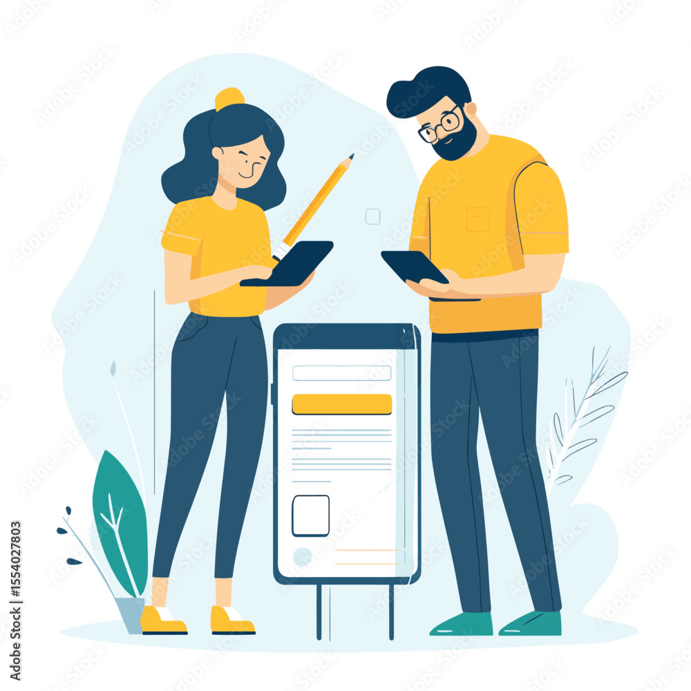 Fototapeta premium People fill website with content