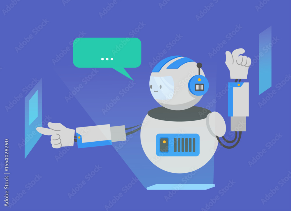 Fototapeta premium Artificial intelligence robot for smart technology vector illustration