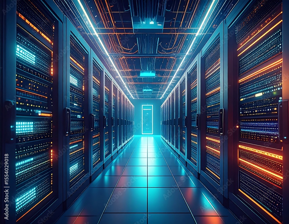 Obraz premium Futuristic server room interior
