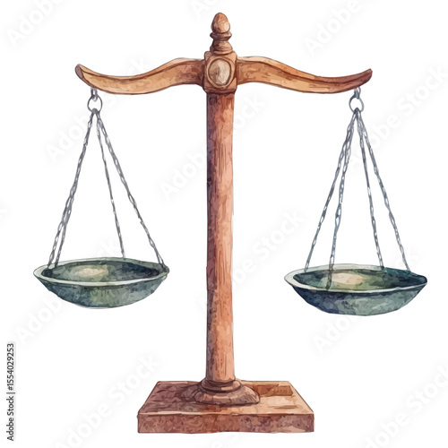 watercolor vector of Beam Balance, isolated on a white background.
