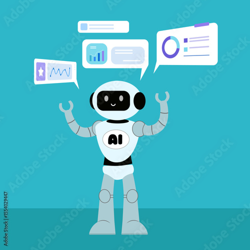 AI robot for automation and smart solutions flat design