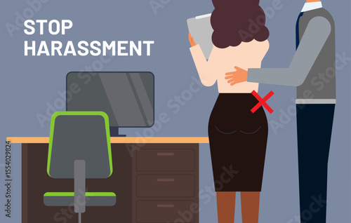 Stop harassment in the workplace vector illustration