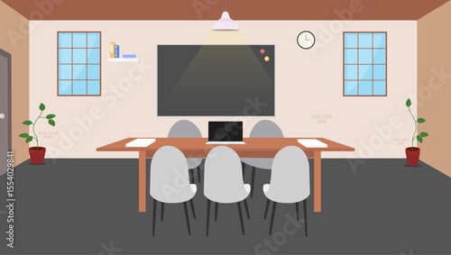 Business meeting space with professional setup illustration