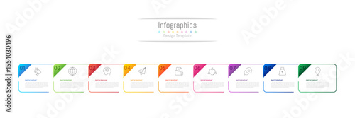 Infographic 9 options design elements for your business data. Vector Illustration.