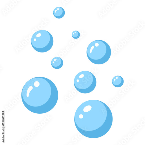 Made in UK  Laundry day fun nine blue bubbles with black outlines vector icon flat style.