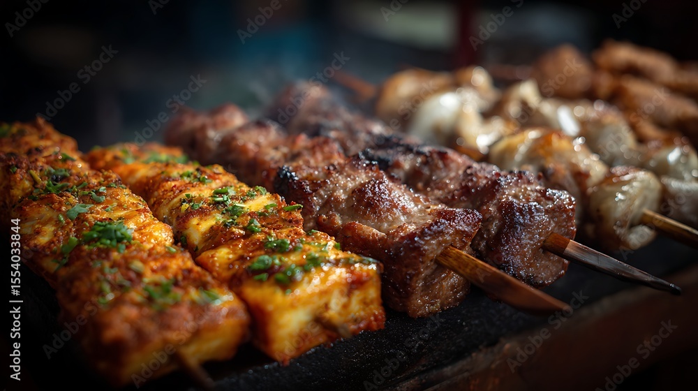 Assorted meat grilled skewers Assorted meat grilled skewers