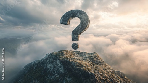 A big question mark is on top of the mountain.