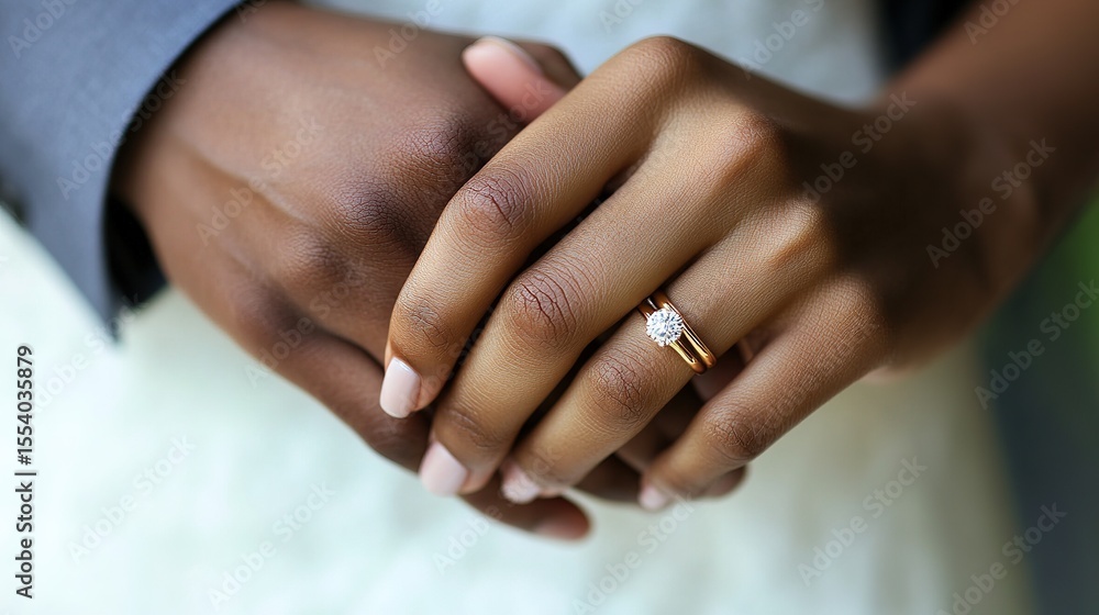 The couple held hands and put on each other's wedding rings. The couple held hands and put on each other's wedding rings.