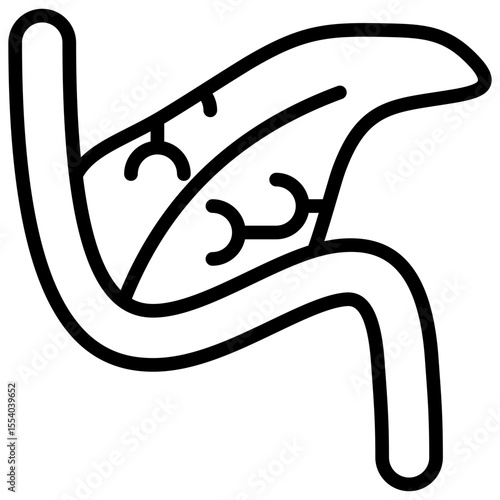 Liver or pancreas organ icon for medical health, or educational materials, organic leaf shape can represent herbal medicines, natural remedies, or health support supplements.