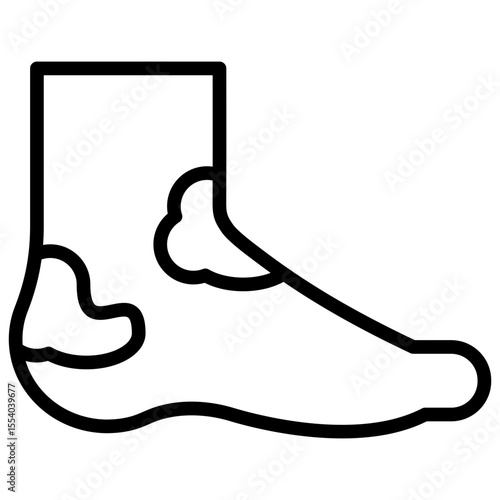 Icon of an abnormal foot condition, such as swelling due to diabetes, inflammation, rash, sores, or other skin problems on the feet or ankles