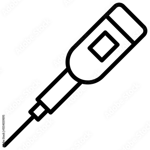 Modern digital thermometer icon measuring body temperature, fever, or temperature measuring device communicates health-related information.