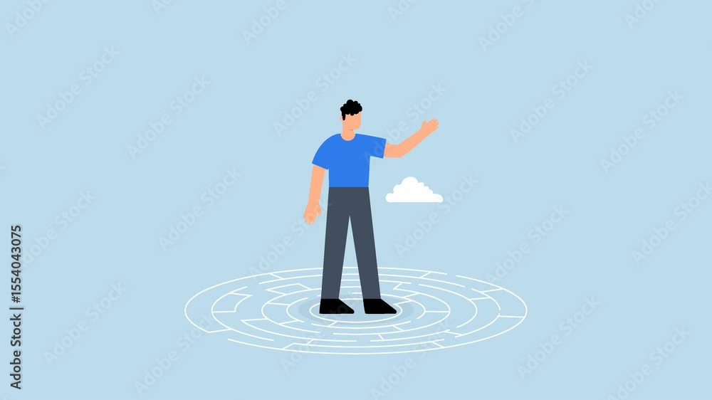 4k animation of confused businessman in middle of maze looking for way out 4k animation of confused businessman in middle of maze looking for way out
