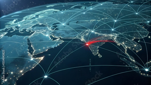 Global Finance and Economics Digital Network Connectivity World Map