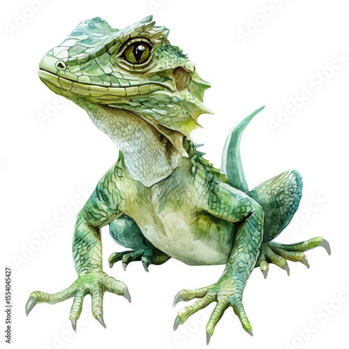 Basilisk, watercolor painting vector, isolated on a white background.