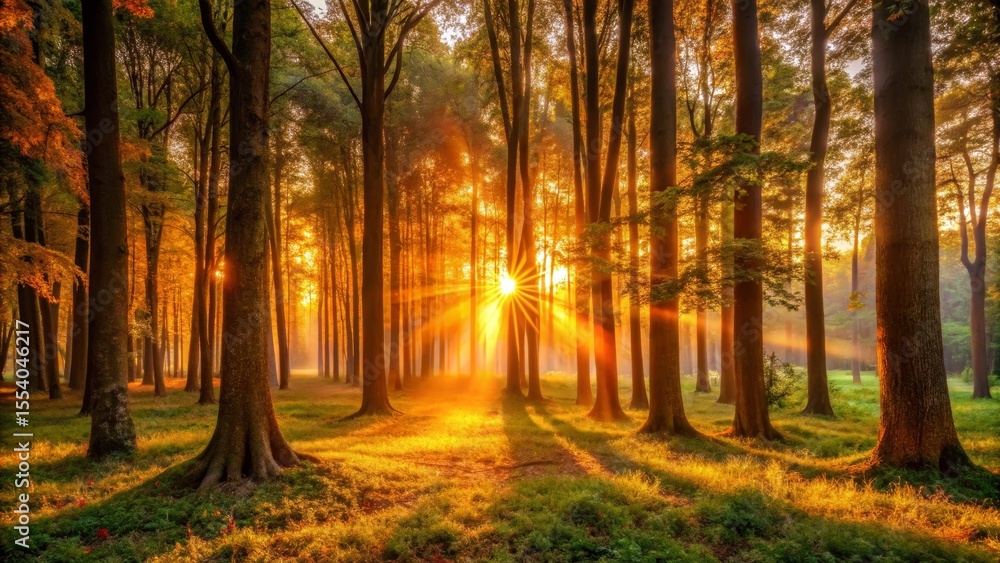 Fototapeta premium Forest Sunlight Through Trees