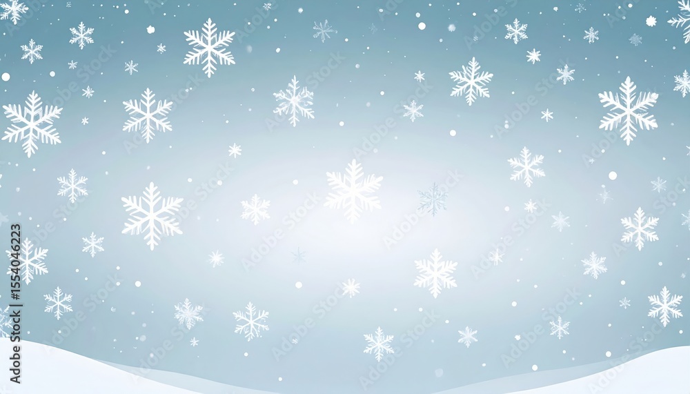 Naklejka premium Winter Snowflakes Falling on Light Blue Background