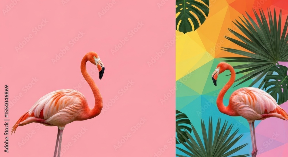Fototapeta premium pink flamingo on a white background