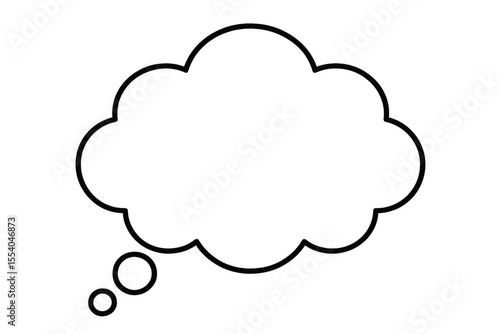Simple line art thought bubble representing thinking, brainstorming, and communication, isolated on a transparent background