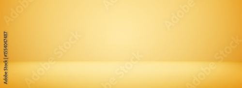 Gold gradient studio room design. Bright yellow podium concept wallpaper. Gold wall and floor surface backdrop for presentation, product showcase, mockup template. Vector empty shelf display backdrop