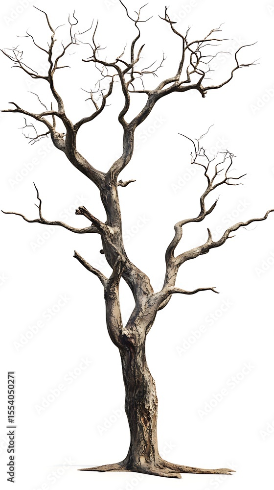 Fototapeta premium Dead tree isolated on white background.