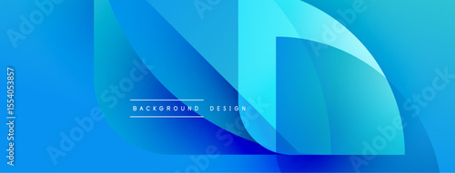 Abstract blue design features overlapping curved shapes. Gradient shades create depth, modern aesthetic. Text reads background design.