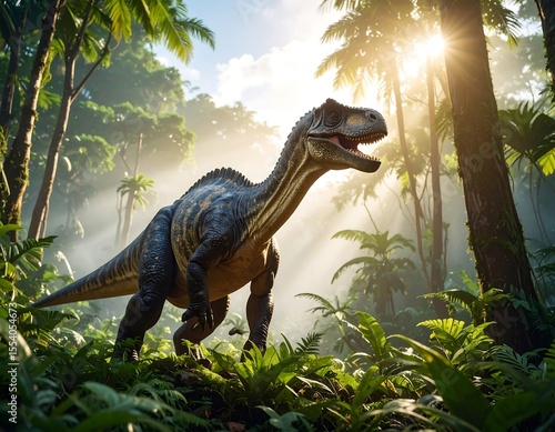 Dinosaur in a lush jungle