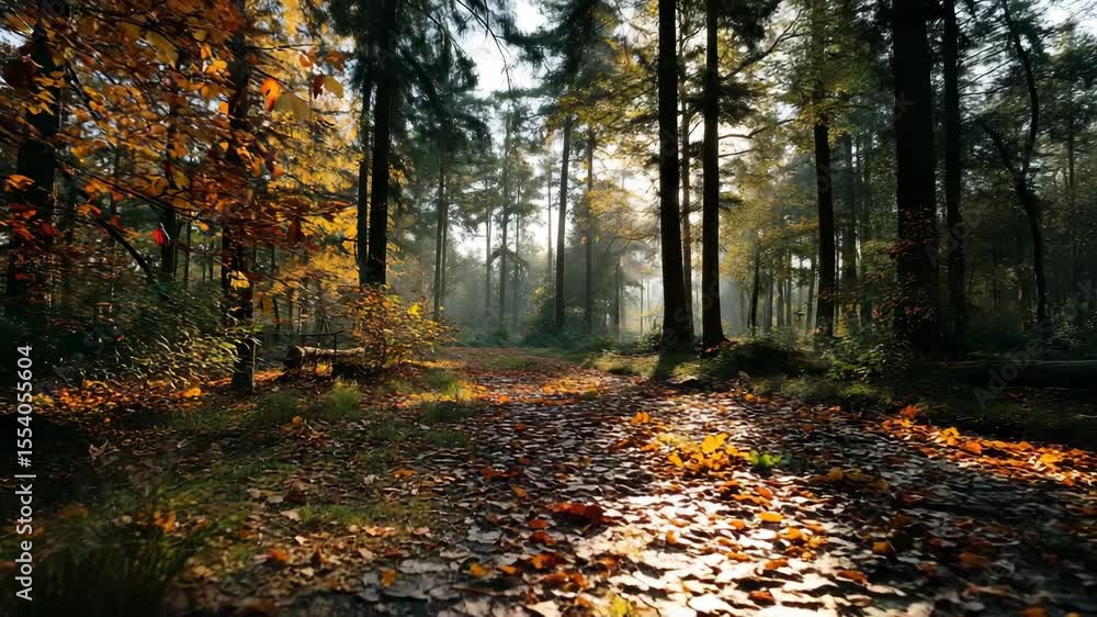 Serene Forest Floor Covered in Autumn Leaves Serene Forest Floor Covered in Autumn Leaves