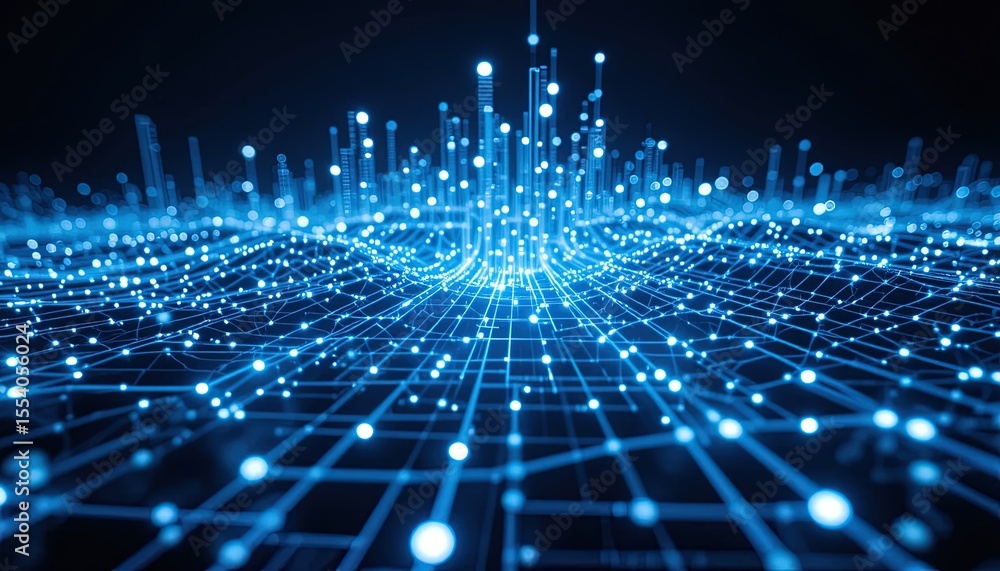 Obraz premium Abstract digital network design with glowing points and lines.