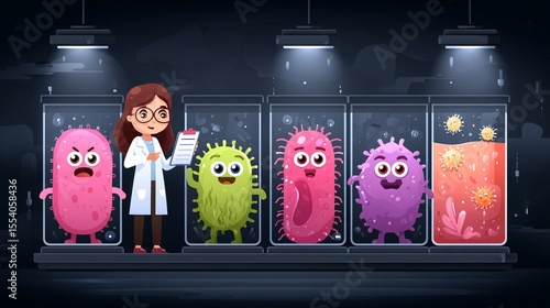 Futuristic Lab Scene Showcasing Fermentation Process with Microorganisms