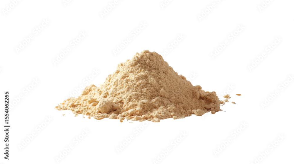 Fototapeta premium Pile of light brown powder or flour isolated on transparent background