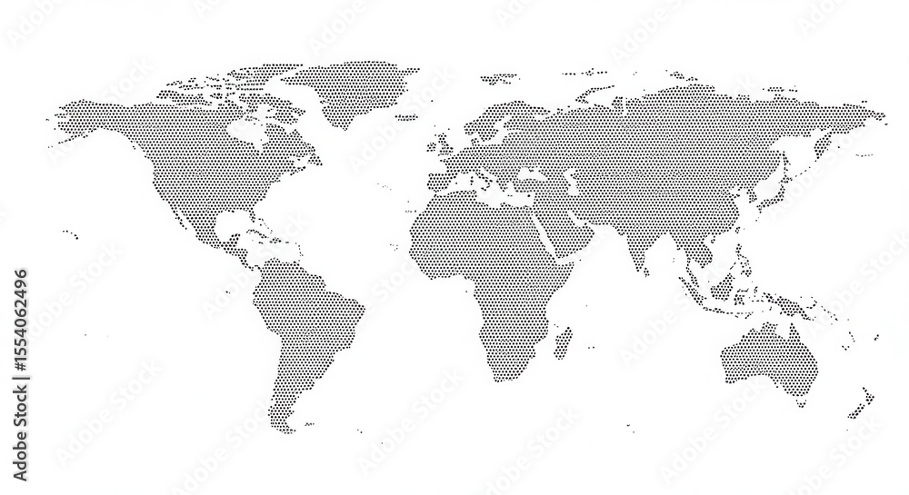 Fototapeta premium Dotted world map isolated on white background for geographical representations, presentations, and educational purposes.