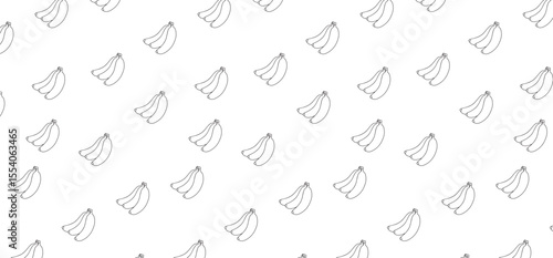 Seamless fruit pattern with Banana in outline mode