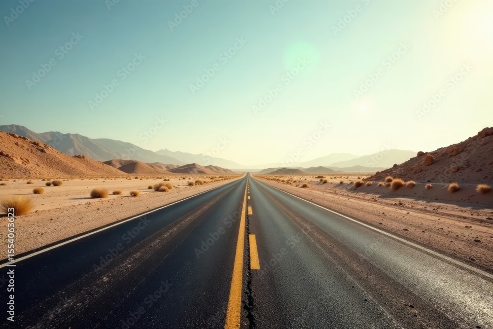 Endless Asphalt Journey Across the Arid Expanse Under a Vast, Clear Sky Endless Asphalt Journey Across the Arid Expanse Under a Vast, Clear Sky