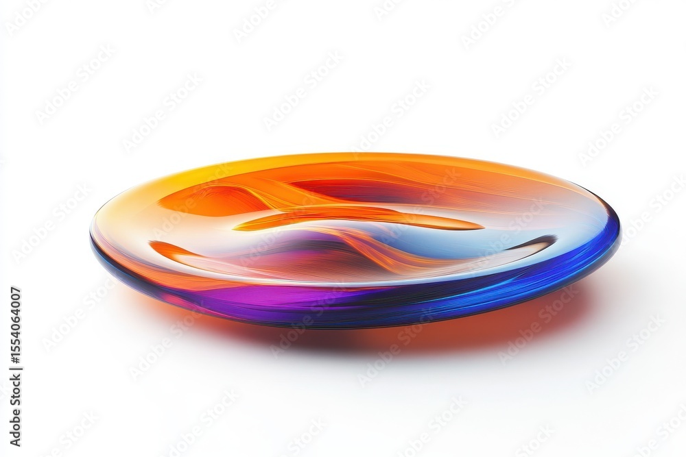 Naklejka premium 3D Decorative glass plate isolated on white background for serving or display.