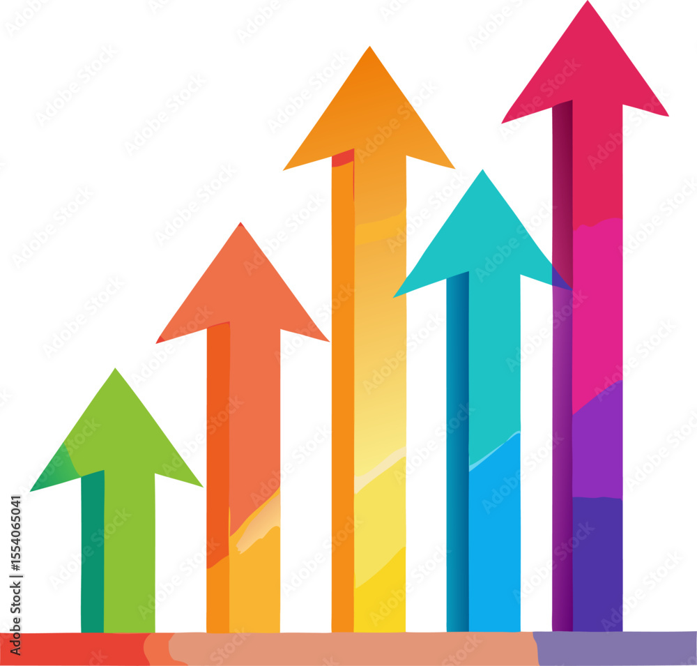 Colourful gradient arrows illustration for a growth seminar with white background. Colourful gradient arrows illustration for a growth seminar with white background.