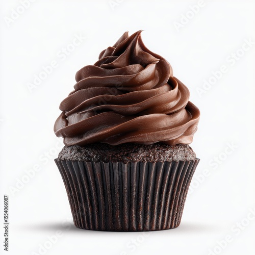 Delicious chocolate cupcake with creamy frosting on a white background perfect for any celebration or dessert craving