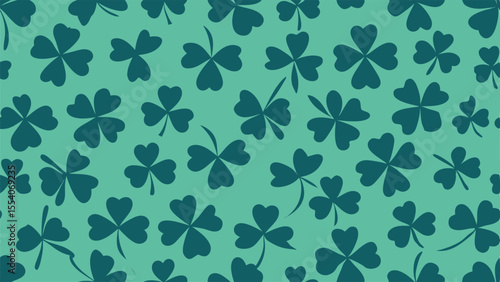 Wallpaper Mural Teal clover leaves scattered on a teal green background seamless pattern shamrock Torontodigital.ca