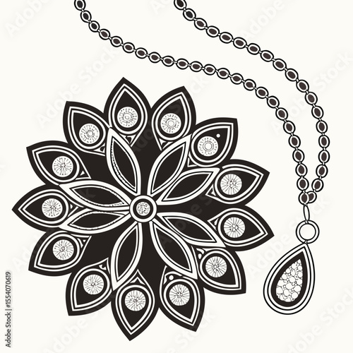 lavish mandala built from interlocking necklace Backgrounds and Artistic Templates Featuring Unique Floral Line Art