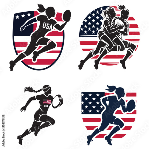 USA women's rugby player Silhouette vector