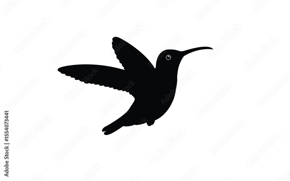 Fototapeta premium Hummingbird Silhouette Logo. Vector Illustration.