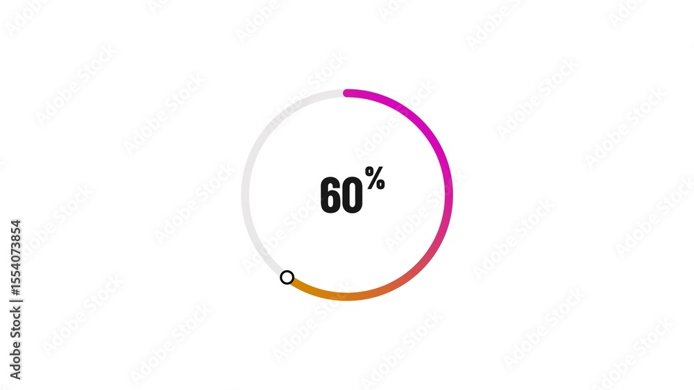 60% number loading circle icon pie chart illustration 4K resolution. 60% number loading circle icon pie chart illustration 4K resolution.