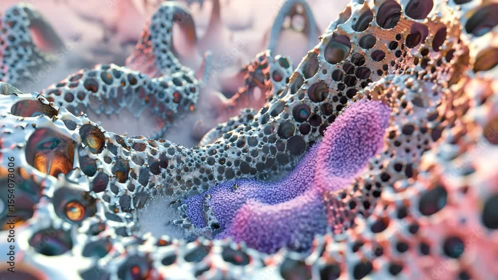 Abstract 3D Render Organic Cellular Structure, Porous Texture, Intricate Design Abstract 3D Render Organic Cellular Structure, Porous Texture, Intricate Design