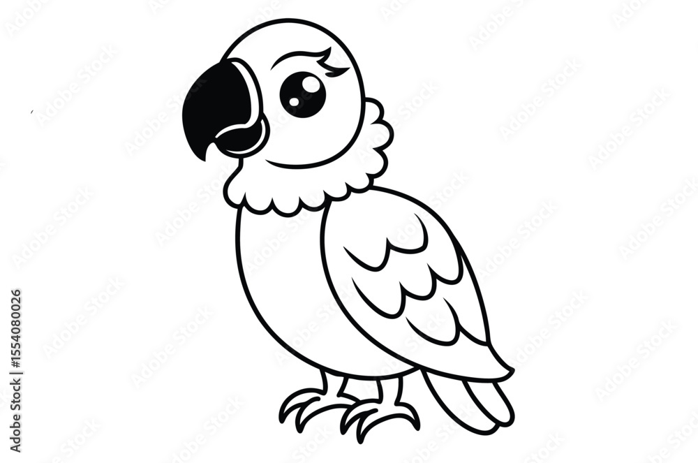 A cute vector cartoon parrot illustration with blue wings, funny beak, and flying feathers is a fun animal design A cute vector cartoon parrot illustration with blue wings, funny beak, and flying feathers is a fun animal design