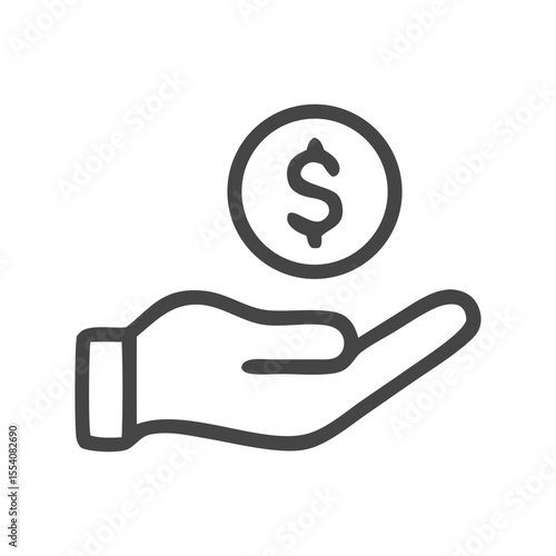 Investment opportunities shown by hand holding dollar coin signifying growth. Ideal for finance, investment, business themes in media projects.