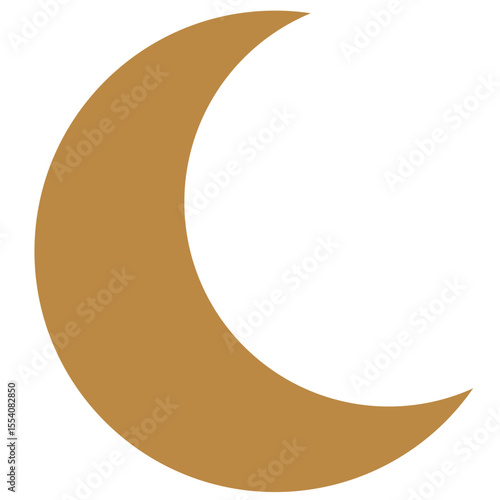 2D illustration of a golden crescent moon symbol, representing Islam and often used in religious festive designs like Eid or Ramadan.