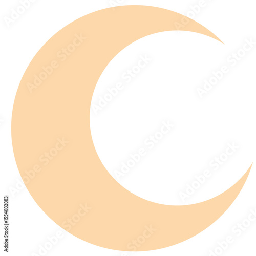 2D illustration of a large crescent moon symbol representing Islamic culture and spiritual themes, in a clean minimalist design.